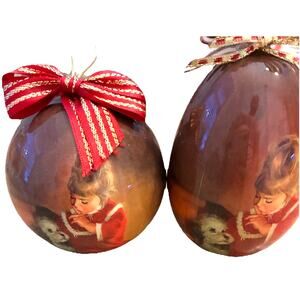 2 VTG 90s Donald Zolan Christmas Secret Children at Christmas Ornaments Puppy